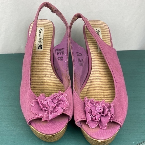 American eagle sling back wedge sandals size 10 - Picture 1 of 9